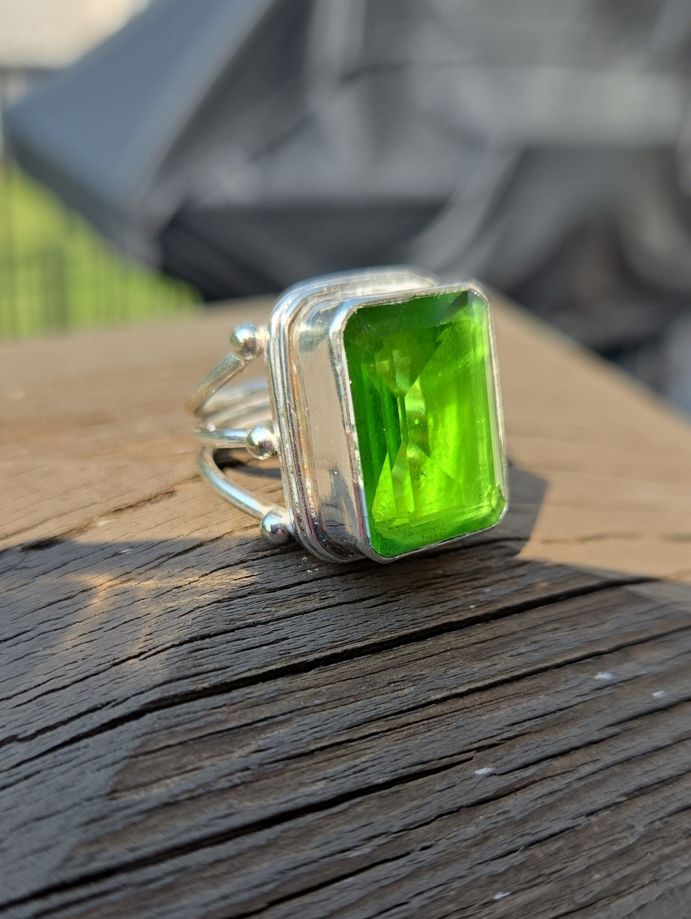 Peridot 925 Solid Sterling Ring - Size 8